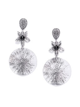 Jewels Galaxy - Oxidized Silver Plated Handcrafted Circular Drop Earrings