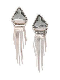 Jewels Galaxy - Grey Gold Toned Copper Plated Triangular Spiked Drop Earrings
