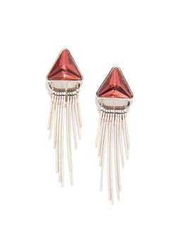 Jewels Galaxy - Orange Gold Toned Copper Plated Triangular Spiked Drop Earrings