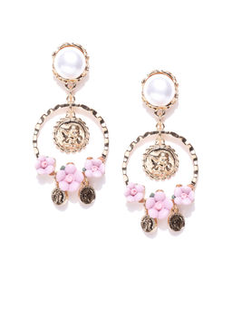 Jewels Galaxy - Luxuria Gold Plated Handcrafted Floral Drop Earrings
