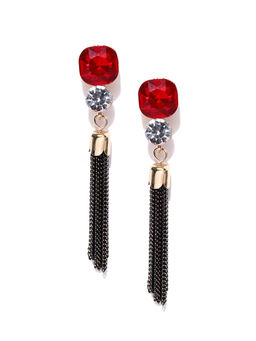 Jewels Galaxy - Red Luxuria Gold Plated Handcrafted Contemporary Drop Earrings