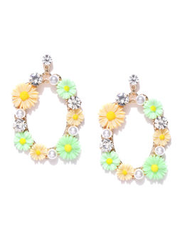 Jewels Galaxy - Multi-Color Luxuria Handcrafted Floral Drop Earrings