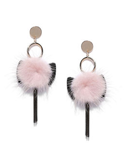 Jewels Galaxy - Pink Gold Plated Contemporary Drop Earrings