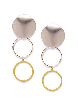 Jewels Galaxy - Yellow Gold Plated Circular Drop Earrings