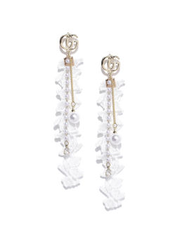Jewels Galaxy - White Gold Plated Contemporary Drop Earrings