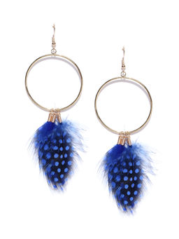 Jewels Galaxy - Blue Gold Plated Circular Drop Earrings
