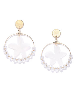 Jewels Galaxy - White Gold Plated Handcrafted Circular Drop Earrings