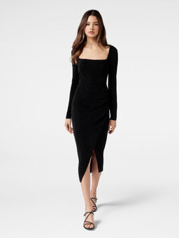 Forever New - Gilda Square Neck Glitter Wrap Dress