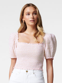 Forever New - Hayley Gingham Shirred Crop Top