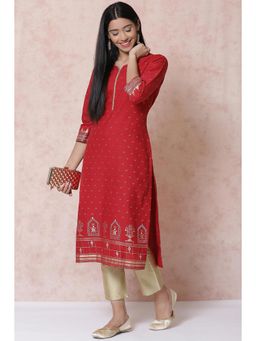 Rangriti - Red Cotton Flex Straight Kurta