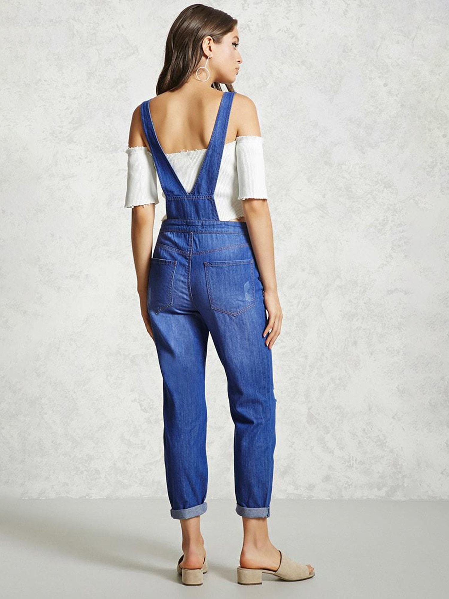 Buy Forever 21 Solid Distressed Denim 