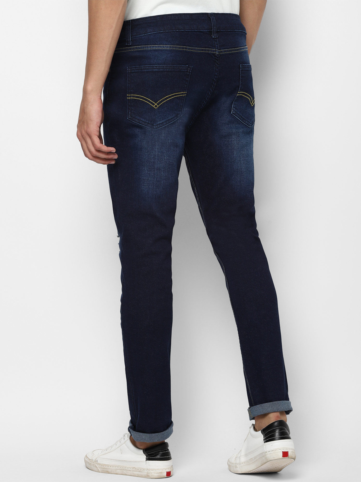 Buy Forever 21 Blue Solid Distressed 