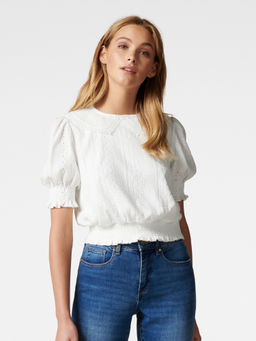 Forever New - Amara Collared Broderie Puff Sleeve Top