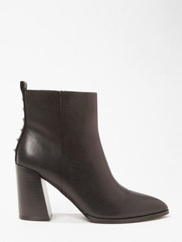 Forever 21 - Spiked-Trim Faux Leather Black Heel Boots