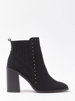 Forever 21 - Studded Fauxuede Black Heel Boots
