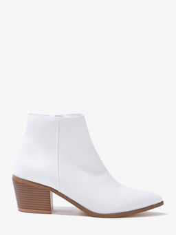Forever 21 - Zip-Up Faux Leather White Heel Boots