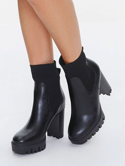 Forever 21 - Solid Black Leather Chelsea Boots