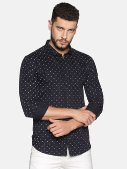 SHOWOFF - Cotton Black Micro Print Printed Slim Fit Shirt