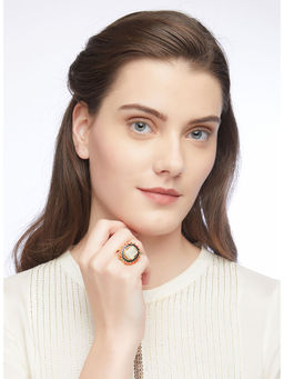 Accessher - Multi-Color Gold Toned Handcrafted Quartz Finger Ring