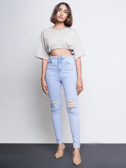 FREAKINS - Light Blue Ripped Skinny Jeans