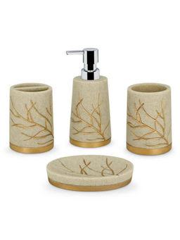 Freelance - Soho Polyresin 4 Pieces Bathroom Set-Dispenser Toothbrush Holder Tumbler & Soap Dish