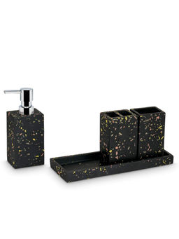 Freelance - Soho Polyresin 4 Pieces Bathroom Set-Dispenser Toothbrush Holder Tumbler & Soap Dish