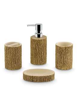 Freelance - Soho Polyresin 4 Pieces Bathroom Set-Dispenser Toothbrush Holder Tumbler & Soap Dish