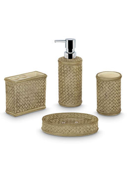 Freelance - Soho Polyresin 4 Pieces Bathroom Set-Dispenser Toothbrush Holder Tumbler & Soap Dish