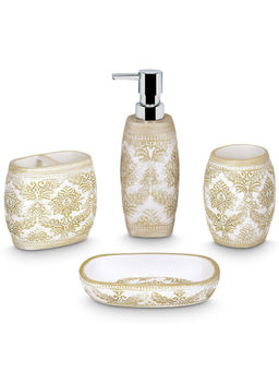 Freelance - Soho Polyresin 4 Pieces Bathroom Set-Dispenser Toothbrush Holder Tumbler & Soap Dish
