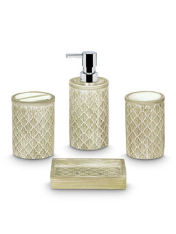 Freelance - Soho Polyresin 4 Pieces Bathroom Set-Dispenser Toothbrush Holder Tumbler & Soap Dish
