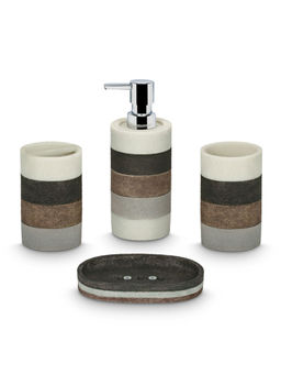 Freelance - Soho Polyresin 4 Pieces Bathroom Set-Dispenser Toothbrush Holder Tumbler & Soap Dish