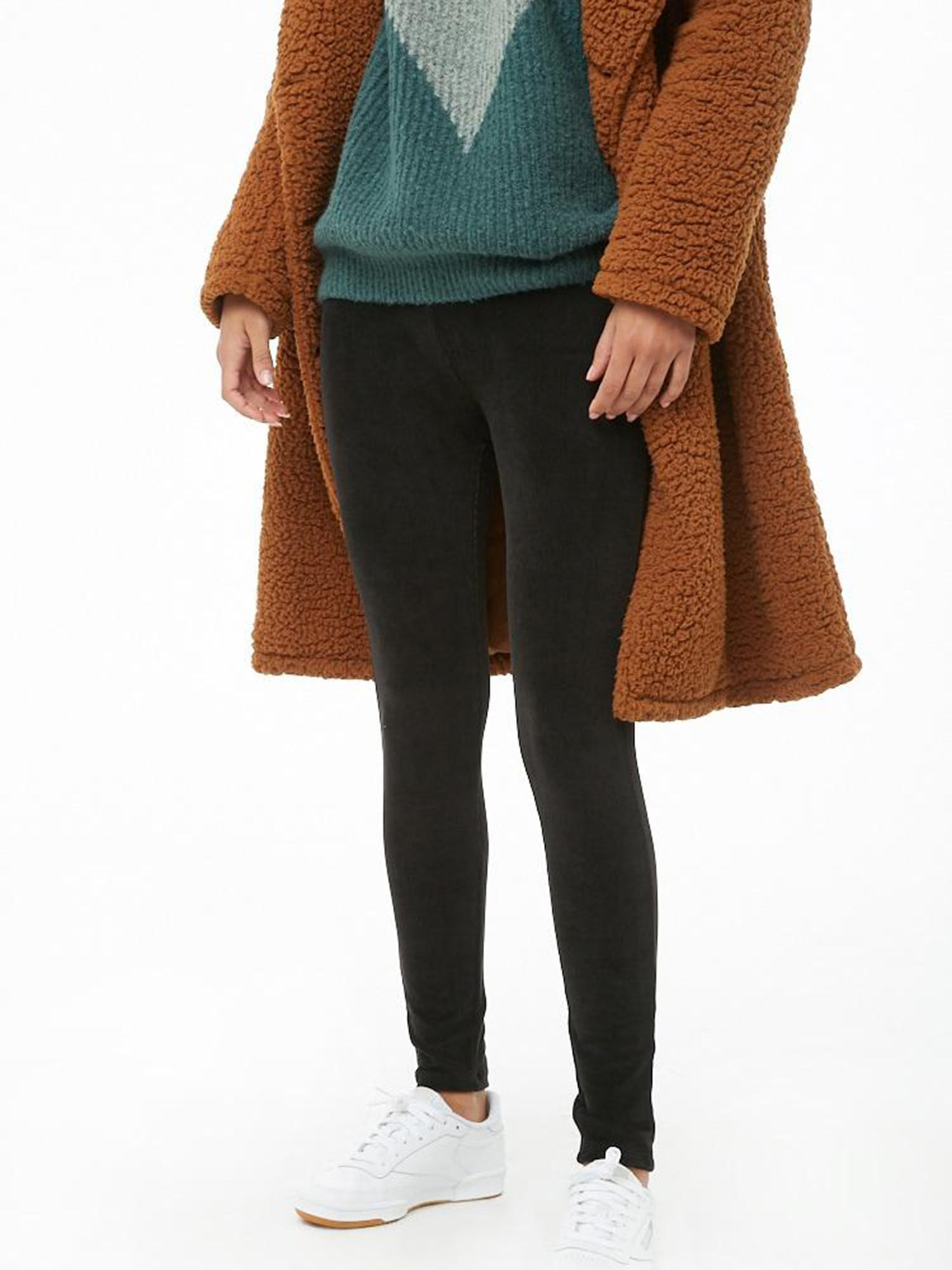 Forever 21 Black Ribbed Velvet Leggings 