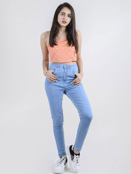 FREAKINS - Light Blue High Waist Skinny Jeans