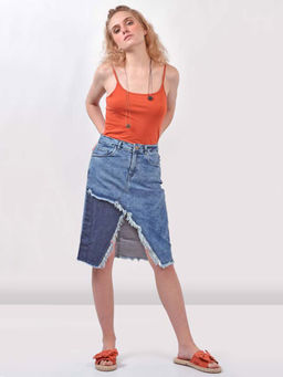 FREAKINS - Patched Denim Skirt