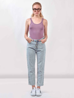 FREAKINS - Reverse Denim Mom Fit Jeans