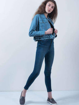 FREAKINS - Light Blue Frill Detail Jacket