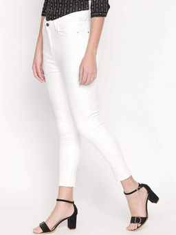 FREAKINS - Super High Waist Denim White Skinny Fit Jeans