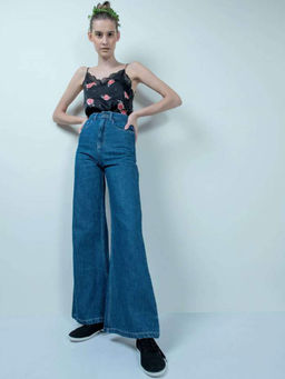FREAKINS - Eco-Friendly Flared Denim Long Jeans High Waist
