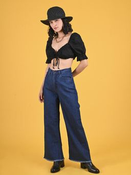 FREAKINS - Dark Blue Wide Leg Jeans