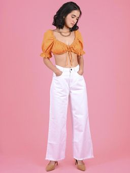 FREAKINS - White Wide Leg Jeans