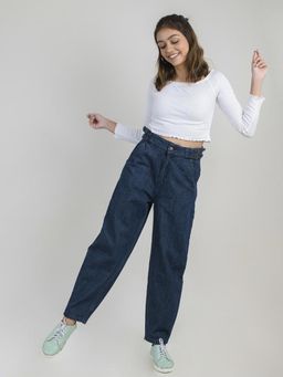 FREAKINS - Baggy Fit With Expandable Belt Denim Jeans