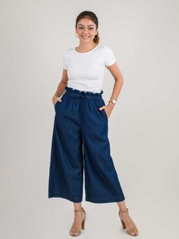FREAKINS - Dark Blue Paper bag Culottes