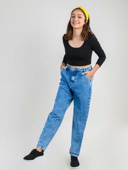 FREAKINS - Mid Blue Slouchy Denim