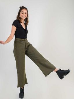 FREAKINS - Olive Wide Leg Jeans