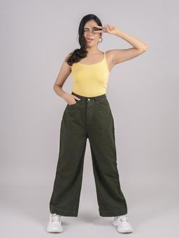 FREAKINS - Olive Straight Fit Jeans