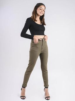 FREAKINS - Olive High Waist Skinny Jeans