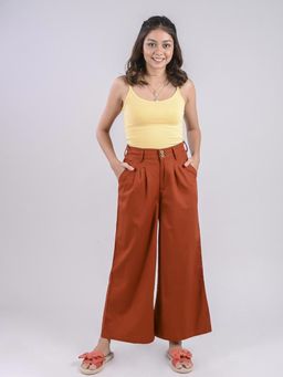 FREAKINS - Pleated Palazzo Pants In Pumpkin Spice