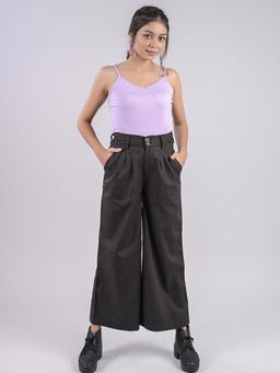 FREAKINS - Pleated Palazzo Pants In Charcoal Grey