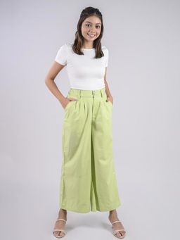 FREAKINS - Pleated Palazzo Pants In Lime Green