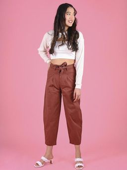 FREAKINS - Pleated Baggy Pants With Belt In Bronze